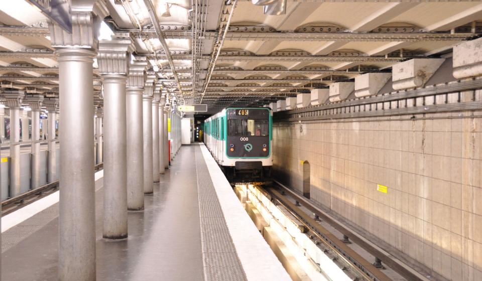 Subway train departing